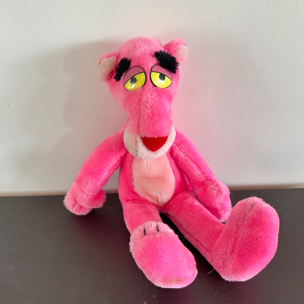 Vintage 1987 Pink Panther Plush Mighty Star 12 Inch Stuffed Animal Toy Korea